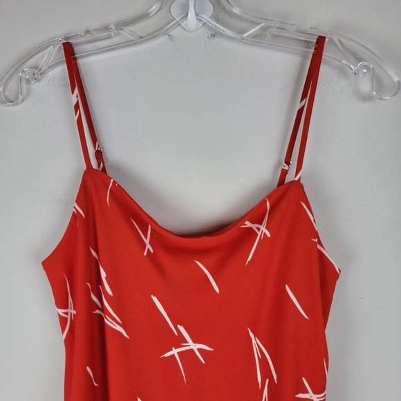 Gilli Red Beige Spaghetti Adjustable Strappy Scoop Loose Neckline Relaxed Top S - Picture 3 of 8